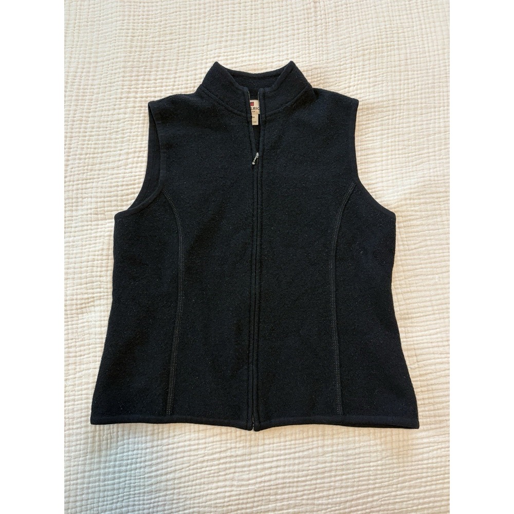 Woolrich Women's 100% Wool Vest Black Large Layering Capsule Minimalist Outdoor